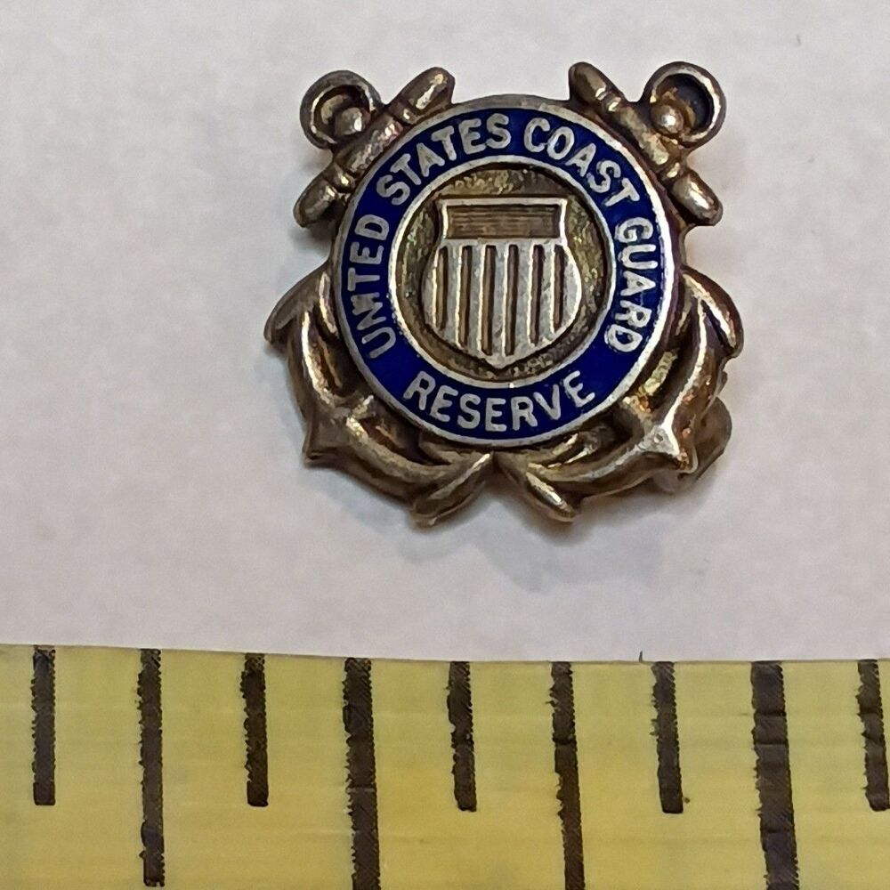 Original WW2 USCG Coast Guard Reserve Sterling Screwback Lapel Pin